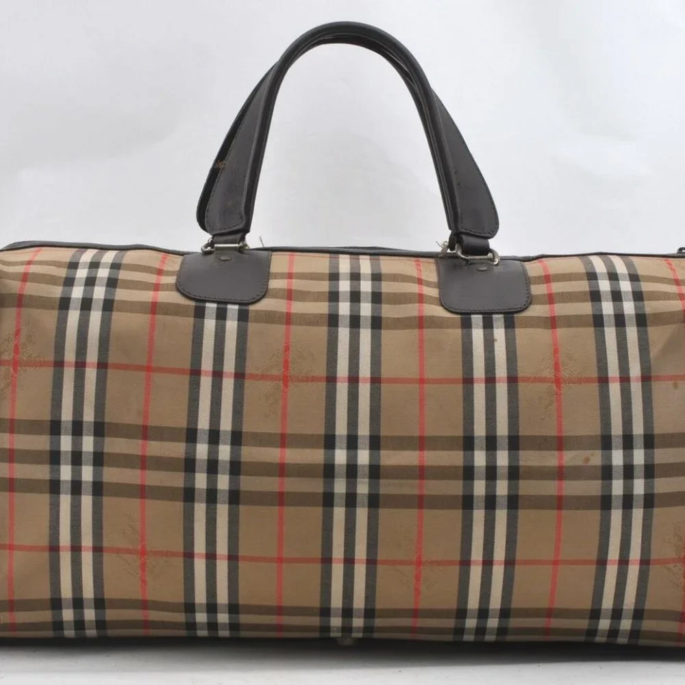 Auth Burberrys Nova Check Pattern Travel Boston Ba - Picture 3 of 12